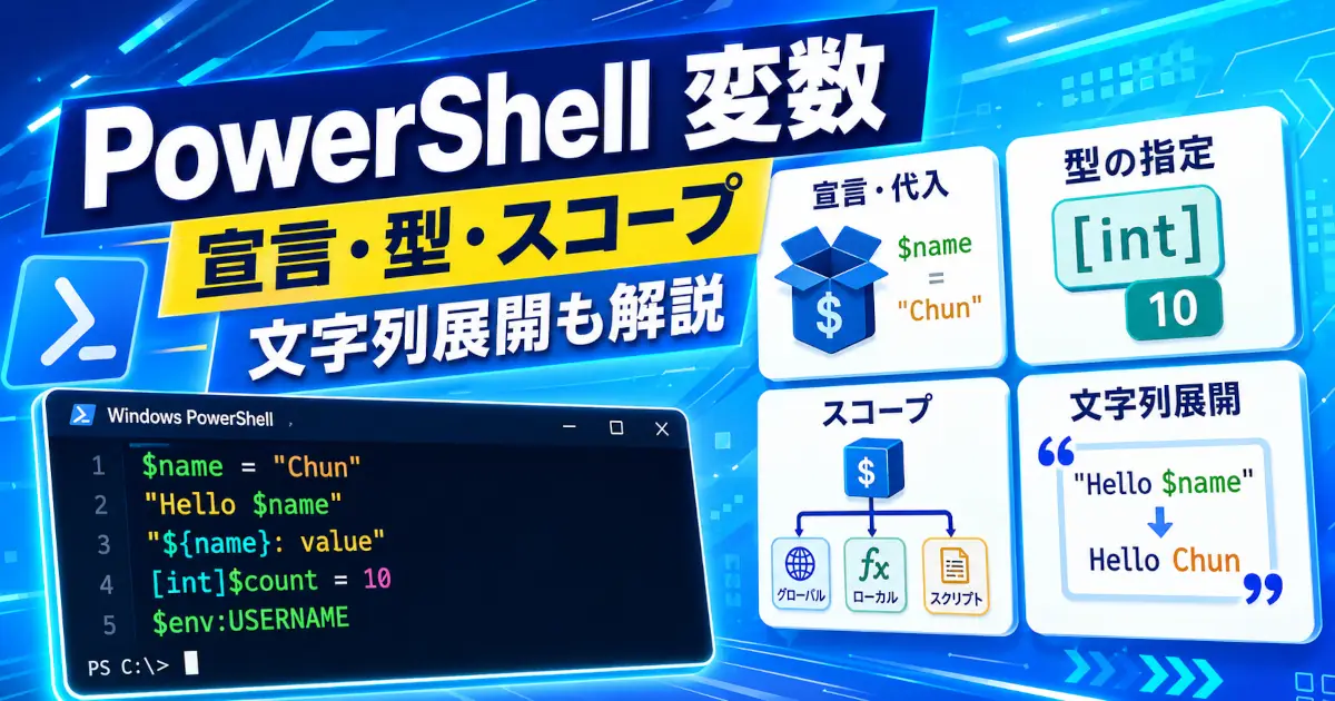 PowerShellの変数の宣言・型・スコープ・文字列展開