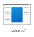 末尾のexeが非表示になり、invoice.pdfと表示されたファイル