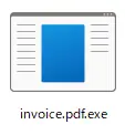 拡張子を表示するとinvoice.pdf.exeと確認できるファイル